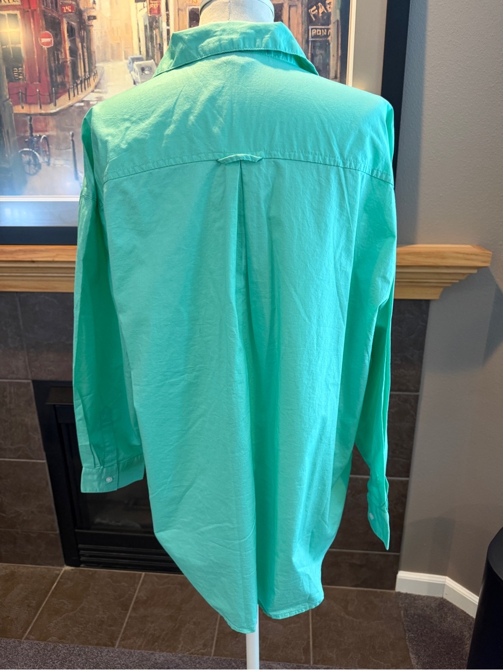 NWT Bright Mint boyfriend Button-Up Shirt - Picture 4 of 9